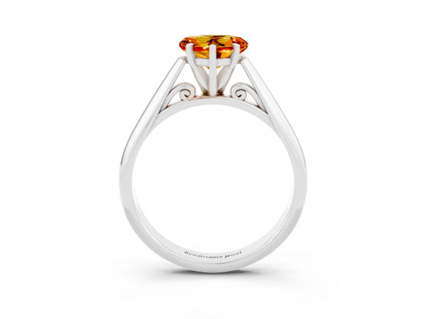 White gold Heart Cut Citrine Solitaire Engagement Ring with Cathedral Setting and Four-Prong Mount_27