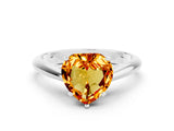 White gold Heart Cut Citrine Solitaire Engagement Ring with Cathedral Setting and Four-Prong Mount_54