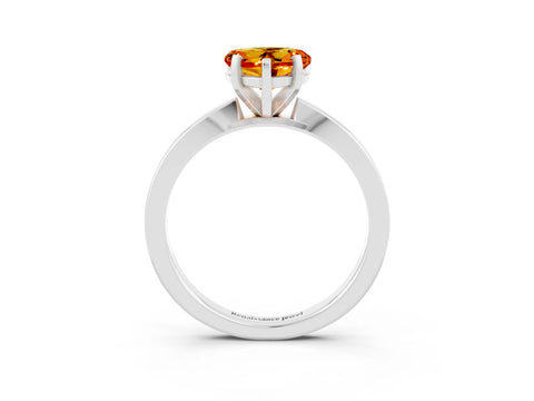 White gold Heart Cut Citrine Solitaire Engagement Ring with Classic Band and Four-Prong Setting_26