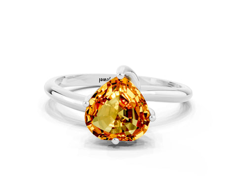 White gold Heart Cut Citrine Solitaire Engagement Ring with Four-Prong Setting and Classic Band_12