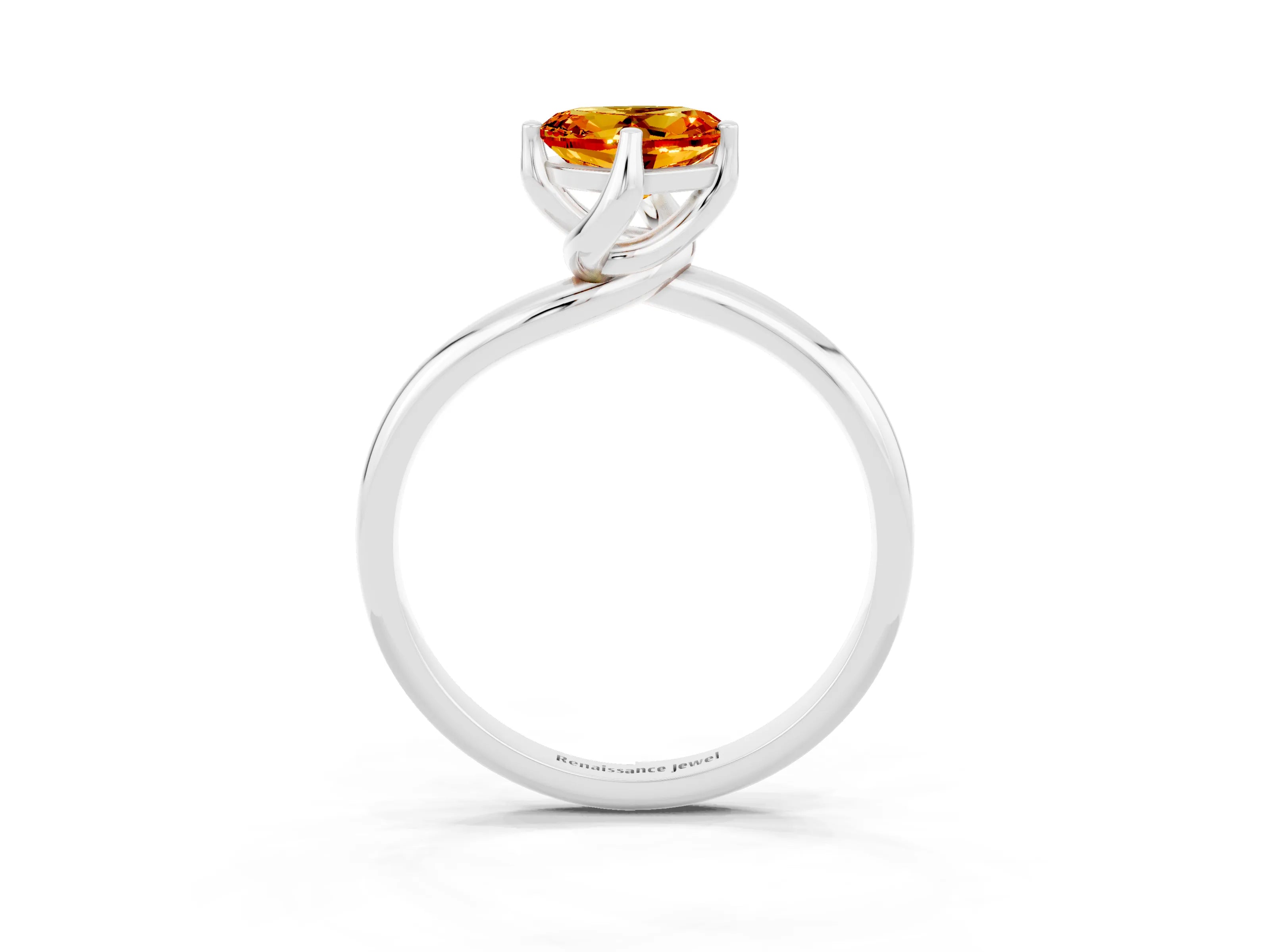 White gold Heart Cut Citrine Solitaire Engagement Ring with Four-Prong Setting and Classic Band_15