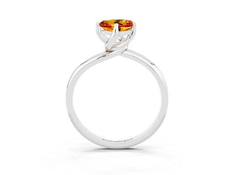 White gold Heart Cut Citrine Solitaire Engagement Ring with Four-Prong Setting and Classic Band_15