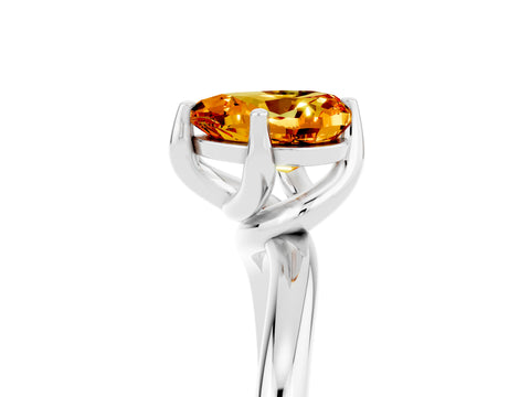 White gold Heart Cut Citrine Solitaire Engagement Ring with Four-Prong Setting and Classic Band_17