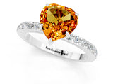 White gold Heart Cut Citrine Solitaire Engagement Ring with Pavé Band and Four-Prong Setting_1