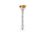 White gold Heart Cut Citrine Solitaire Engagement Ring with Pavé Band and Four-Prong Setting_2