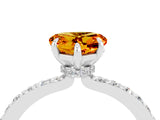 White gold Heart Cut Citrine Solitaire Engagement Ring with Pavé Band and Four-Prong Setting_4