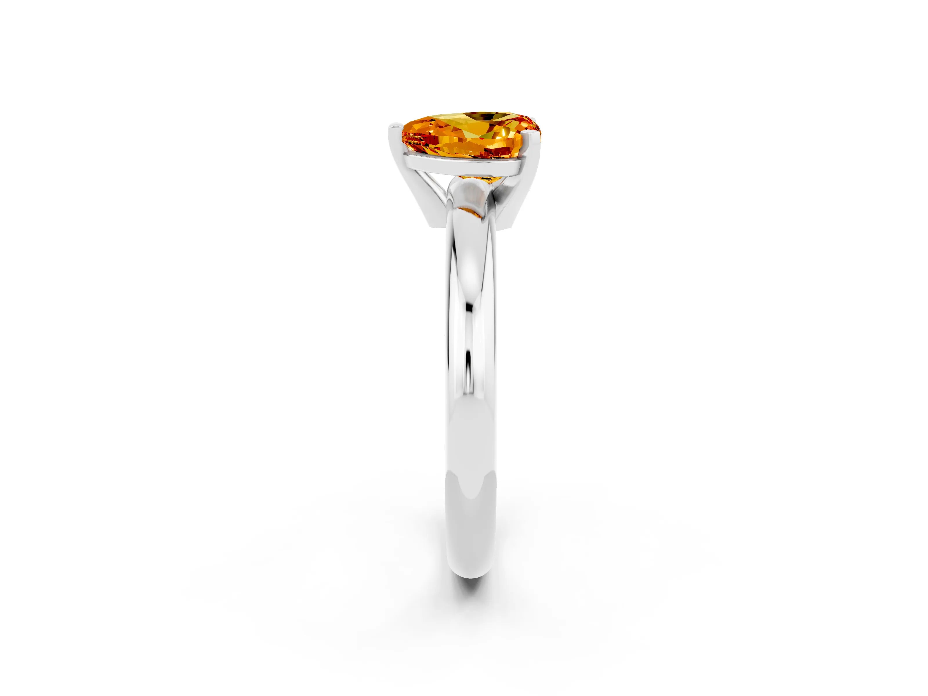White gold Heart Cut Citrine Solitaire Engagement Ring with Round Band and Four-Prong Setting_2