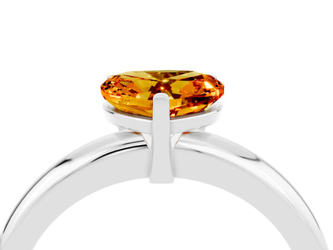 White gold Heart Cut Citrine Solitaire Engagement Ring with Round Band and Four-Prong Setting_4