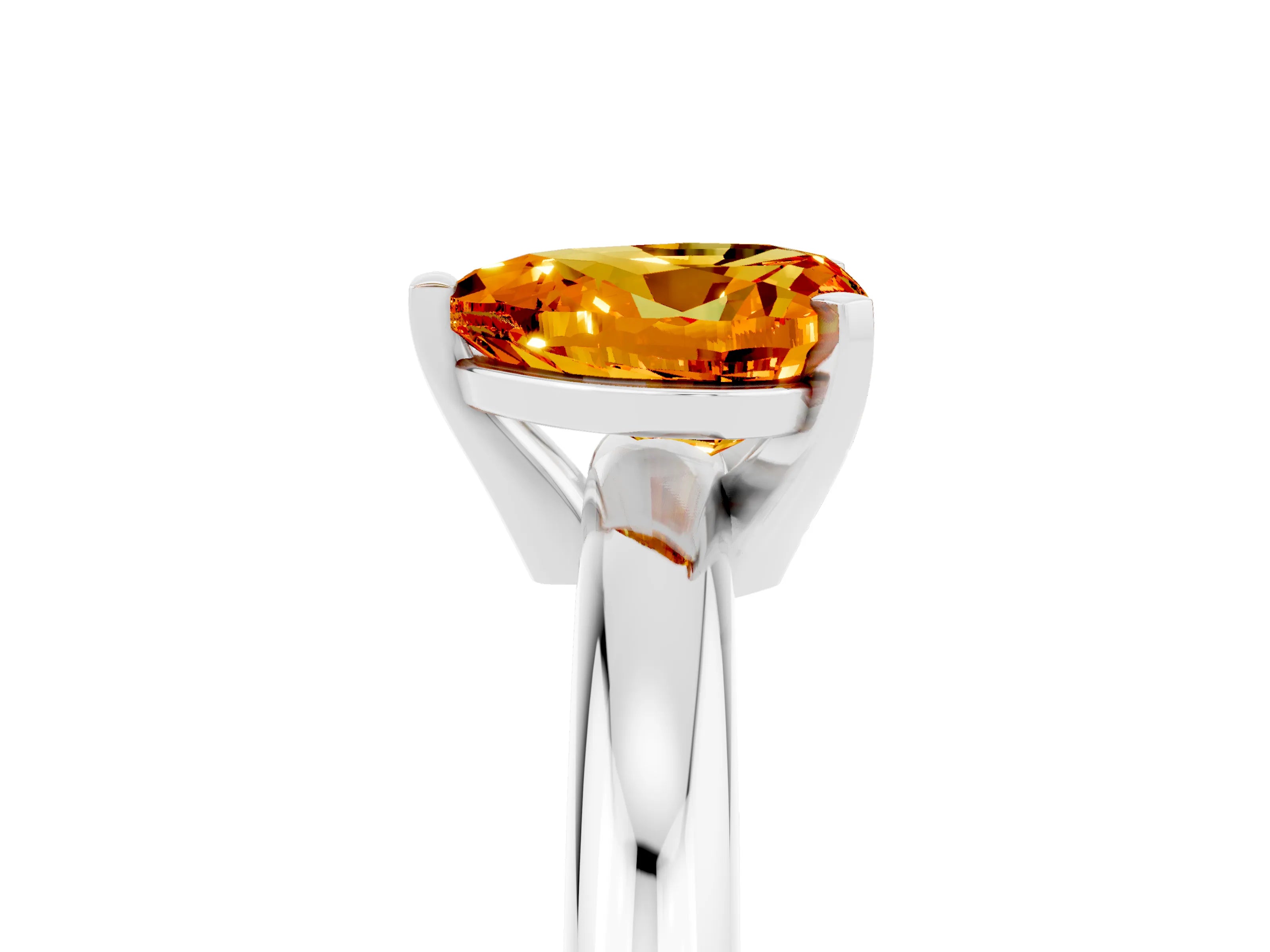 White gold Heart Cut Citrine Solitaire Engagement Ring with Round Band and Four-Prong Setting_5