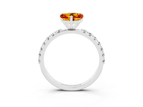 White gold Heart Cut Citrine Solitaire Pavé Band with Four-Prong Setting_3