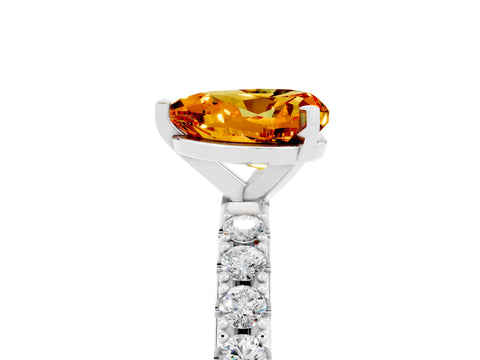 White gold Heart Cut Citrine Solitaire Pavé Band with Four-Prong Setting_5