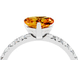 White gold Heart Cut Citrine Solitaire Pavé Engagement Ring with Round Band and Prong Setting_16