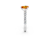 White gold Heart Cut Citrine Solitaire Pavé Engagement Ring with Round Band and Prong Setting_80