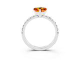 White gold Heart Cut Citrine Solitaire Pavé Engagement Ring with Round Band and Prong Setting_81