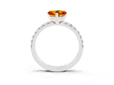 White gold Heart Cut Citrine Solitaire Pavé Engagement Ring with Round Band and Prong Setting_93