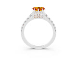 White gold Heart Cut Citrine Solitaire Ring with Cathedral Setting and Pavé Band_3