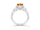 White gold Heart Cut Citrine Solitaire Ring with Filigree Band and Four-Prong Setting_27