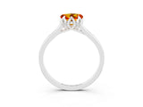 White gold Heart Cut Citrine Solitaire Ring with Flower Prong Setting and Classic Band_15
