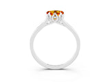 White gold Heart Cut Citrine Solitaire Ring with Flower Prong Setting and Classic Band_19