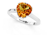 White gold Heart Cut Citrine Solitaire Ring with Flower Prong Setting and Classic Band_41