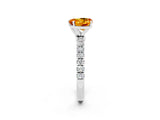 White gold Heart Cut Citrine Solitaire Ring with Pavé Accents and Four-Prong Setting_2