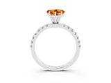 White gold Heart Cut Citrine Solitaire Ring with Pavé Accents and Four-Prong Setting_3