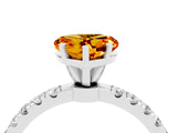 White gold Heart Cut Citrine Solitaire Ring with Pavé Accents and Four-Prong Setting_4