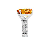 White gold Heart Cut Citrine Solitaire Ring with Pavé Accents and Four-Prong Setting_5