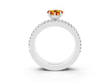 White gold Heart Cut Citrine Solitaire Ring with Pavé and Channel Set Band_3