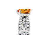 White gold Heart Cut Citrine Solitaire Ring with Pavé and Channel Set Band_5