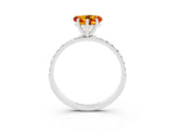 White gold Heart Cut Citrine Solitaire Ring with Pave Band and Four Prong Setting_27