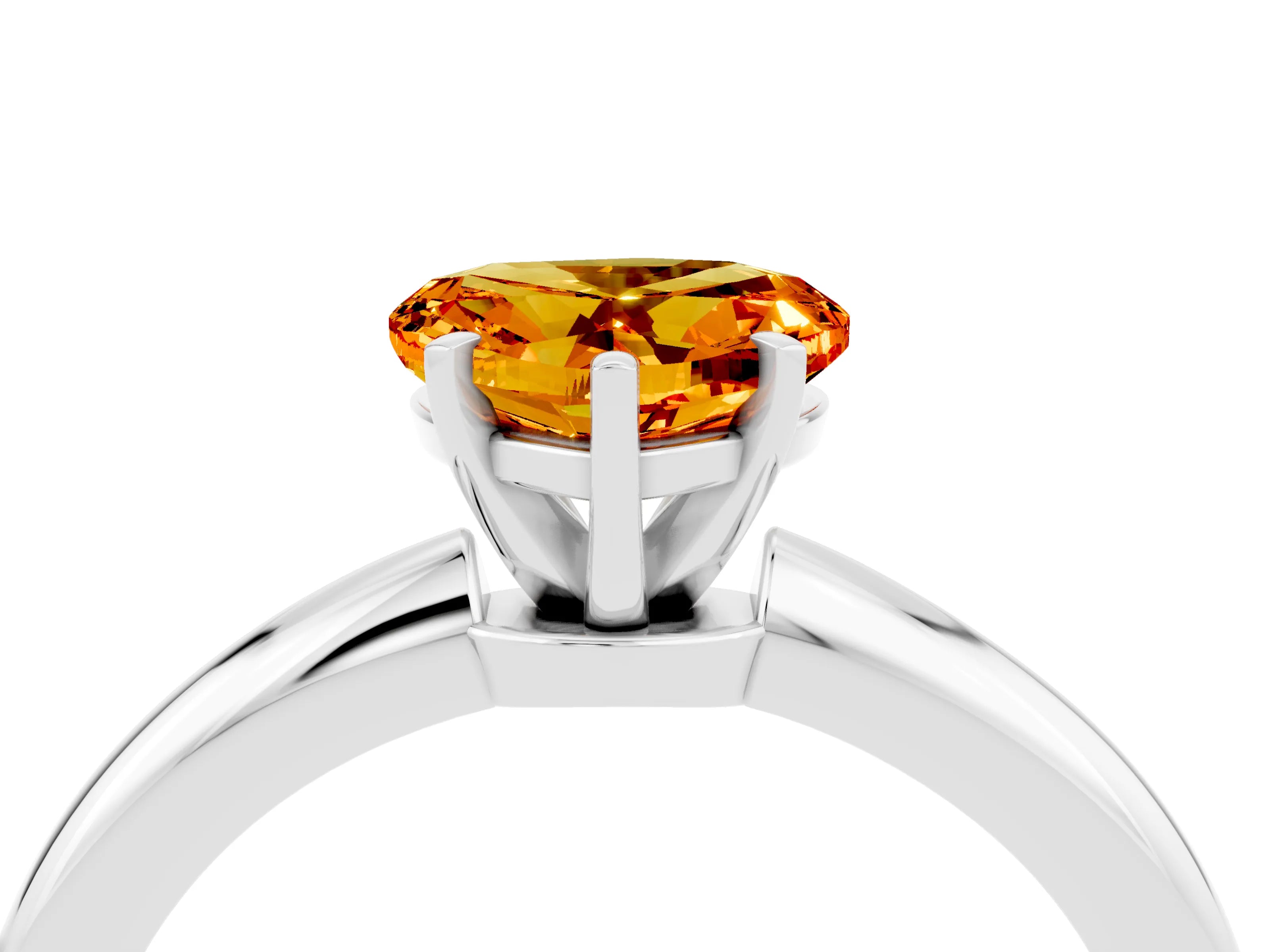 White gold Heart Cut Citrine Solitaire Ring with Six-Prong Setting and Classic Band_22