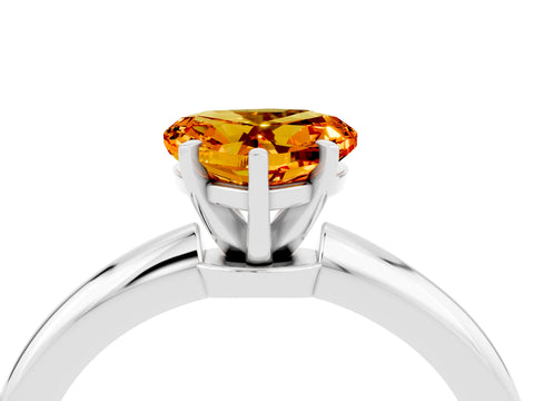 White gold Heart Cut Citrine Solitaire Ring with Six-Prong Setting and Classic Band_4