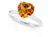 White gold Heart Cut Citrine Solitaire Ring with Thin Band and Four-Prong Setting_1