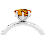 White gold Heart Cut Citrine Solitaire Ring with Thin Band and Four-Prong Setting_4