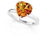 White gold Heart Cut Citrine Solitaire Ring with Thin Band and Prong Setting_13