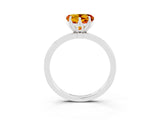White gold Heart Cut Citrine Solitaire Ring with Thin Band and Prong Setting_15