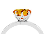 White gold Heart Cut Citrine Solitaire Ring with Thin Band and Prong Setting_16