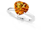 White gold Heart Cut Citrine Solitaire Ring with Thin Band and Prong Setting_19