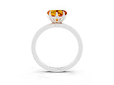 White gold Heart Cut Citrine Solitaire Ring with Thin Band and Prong Setting_21