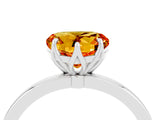 White gold Heart Cut Citrine Solitaire Ring with Thin Band and Prong Setting_22