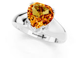 White gold Heart Cut Citrine Solitaire Ring with Wide Band and Prong Setting_1