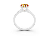 White gold Heart Cut Citrine Solitaire Ring with Wide Band and Prong Setting_3