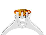 White gold Heart Cut Citrine Solitaire Ring with Wide Band and Prong Setting_4