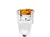 White gold Heart Cut Citrine Solitaire Ring with Wide Band and Prong Setting_5