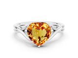 White gold Heart Cut Citrine Solitaire Twist Band Prong Setting Ring_36