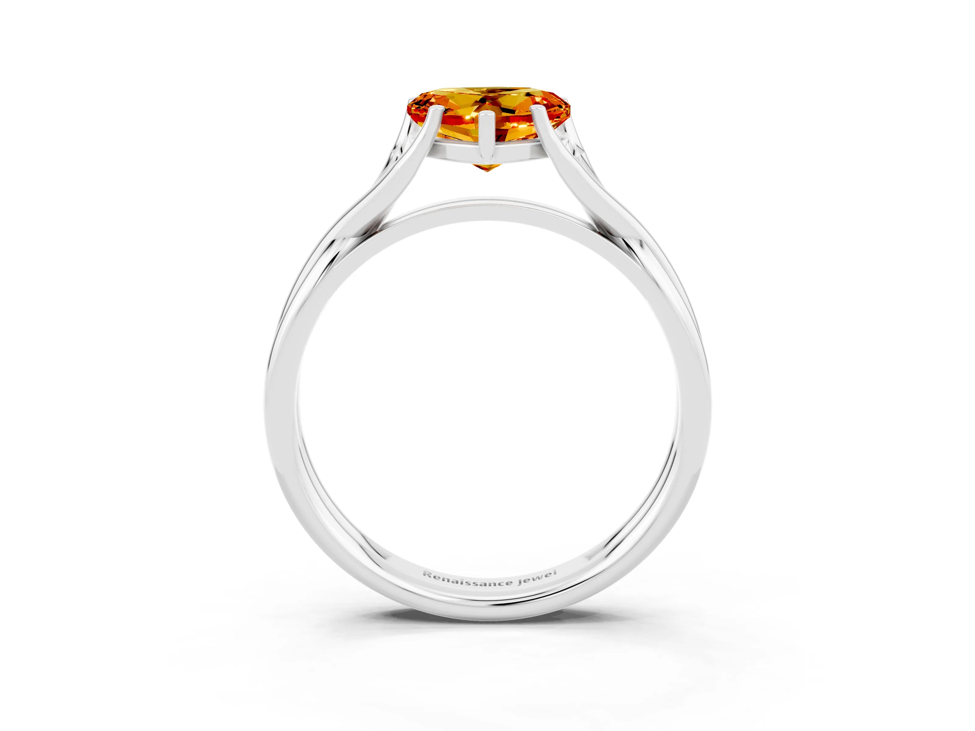 White gold Heart Cut Citrine Solitaire Twist Band Prong Setting Ring_39
