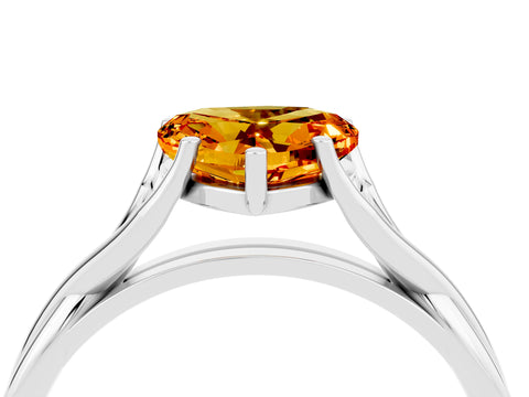 White gold Heart Cut Citrine Solitaire Twist Band Prong Setting Ring_40