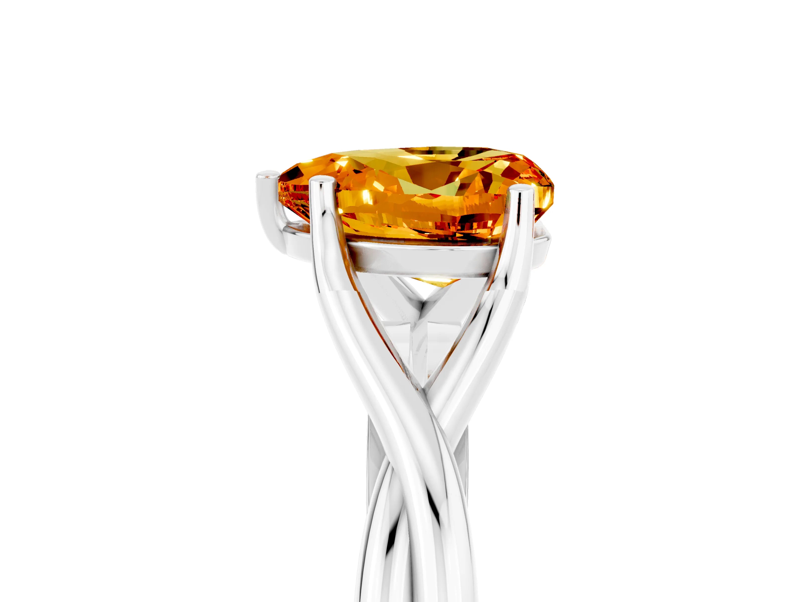 White gold Heart Cut Citrine Solitaire Twist Band Prong Setting Ring_41