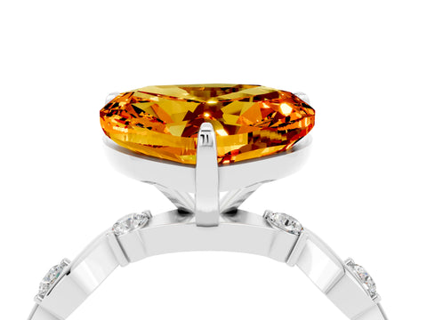 White gold Heart Cut Citrine Solitaire Twisted Band with Round  Accents and Prong Setting_16